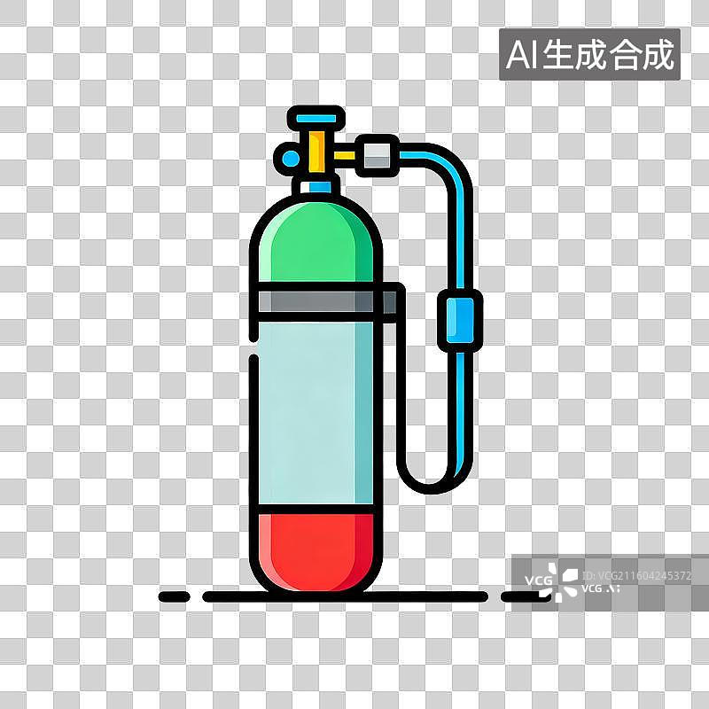 【AI数字艺术】彩色鲜艳的实用插画氧气瓶图片素材