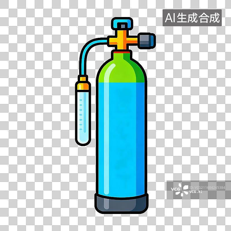【AI数字艺术】彩色鲜艳的实用插画氧气瓶图片素材