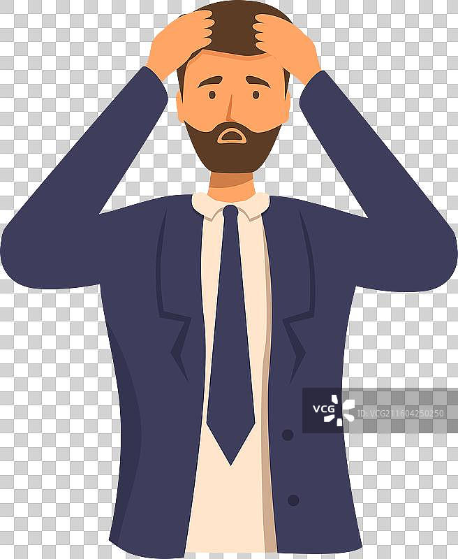 一位疲惫不堪的商界人士，双手捧头，倍感压力图片素材