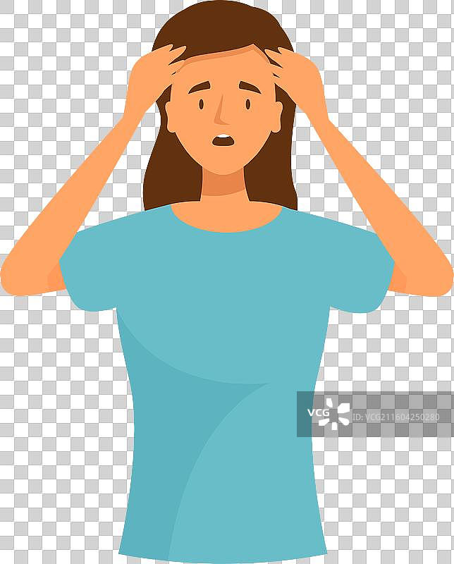 年轻女子抱头，感到沮丧图片素材