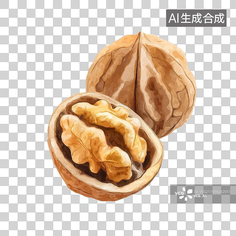 【AI数字艺术】核桃果实特写图片素材