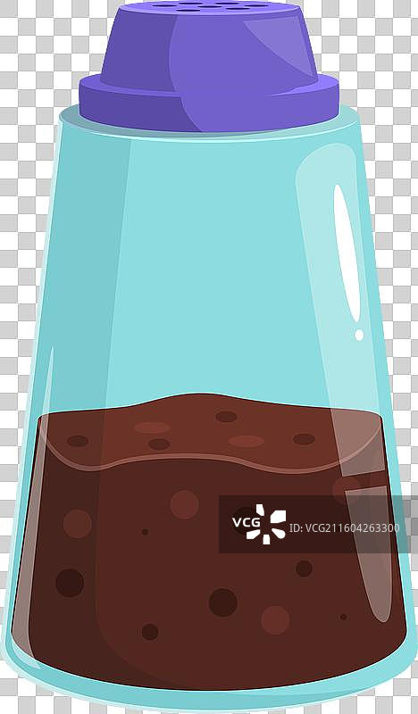 装满黑胡椒的玻璃胡椒罐图片素材