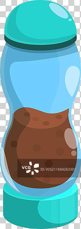 半满的蓝色塑料水瓶，里面有速溶咖啡图片素材