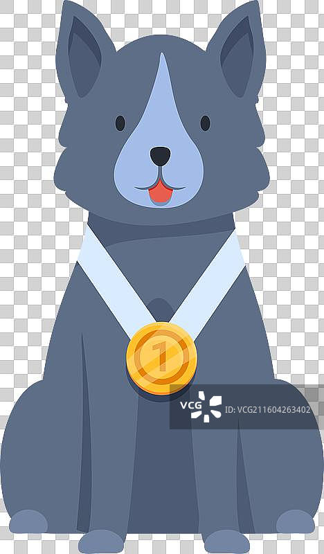 冠军犬自豪地坐着，戴着金牌图片素材