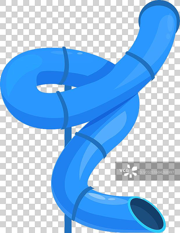 蓝色的水上滑梯蜿蜒而下，带来欢乐的夏日时光图片素材