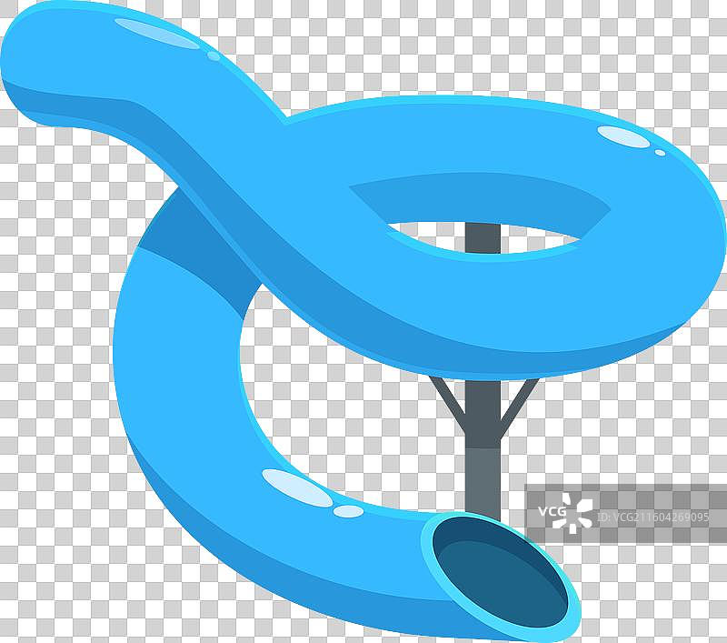 一座独立支撑的水上乐园蓝色滑梯图片素材