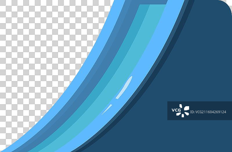 蓝色的水滑梯在转弯处，孤立在白色背景上图片素材