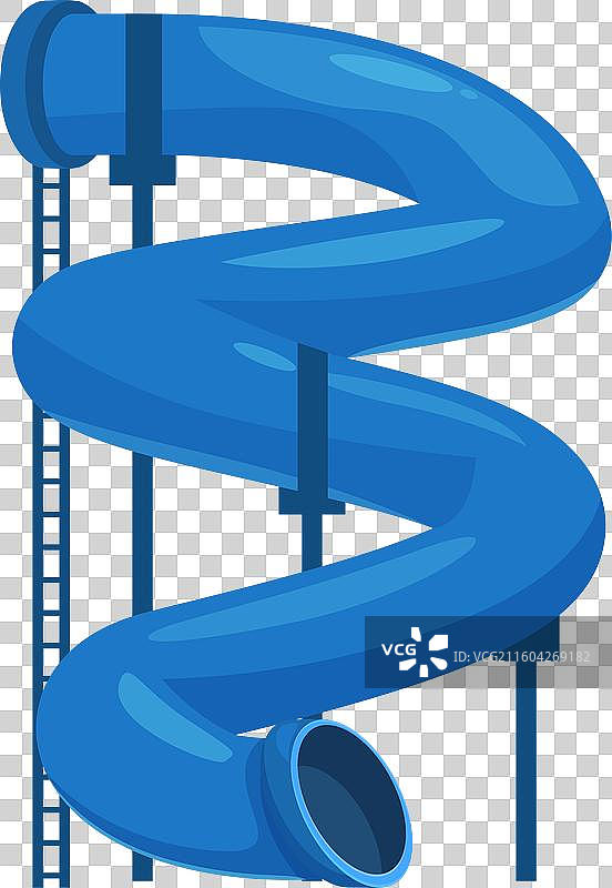 蓝色的水上乐园螺旋滑梯向上盘旋图片素材