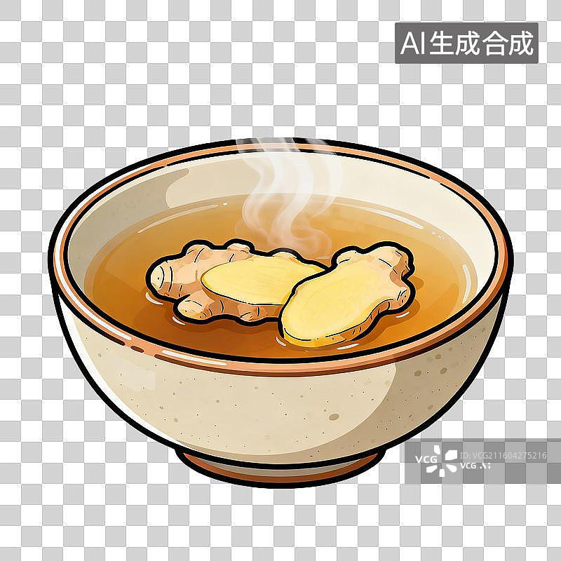 【AI数字艺术】一碗热气腾腾的姜茶图片素材