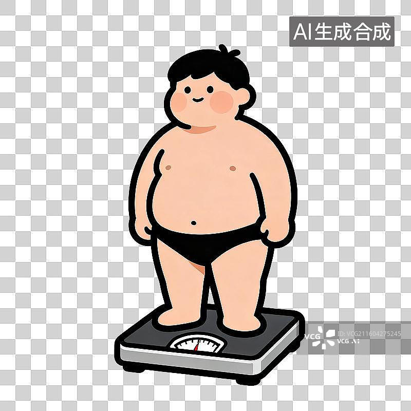 【AI数字艺术】卡通人物站在体重秤上图片素材