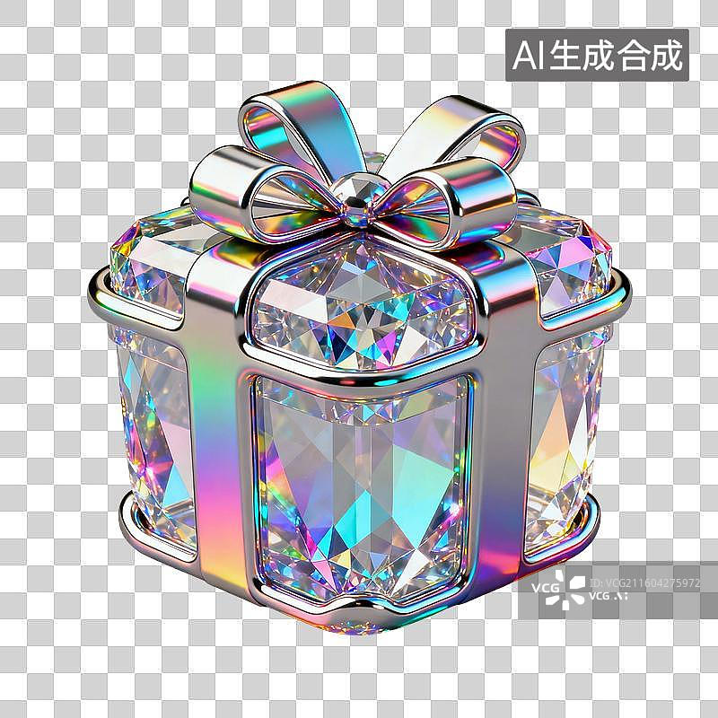 【AI数字艺术】光彩夺目的钻石形礼品盒图片素材