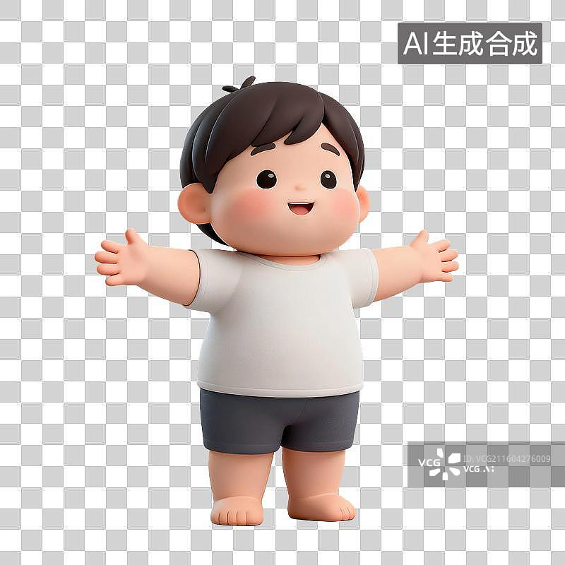 【AI数字艺术】一个张开双臂的开朗小男孩图片素材