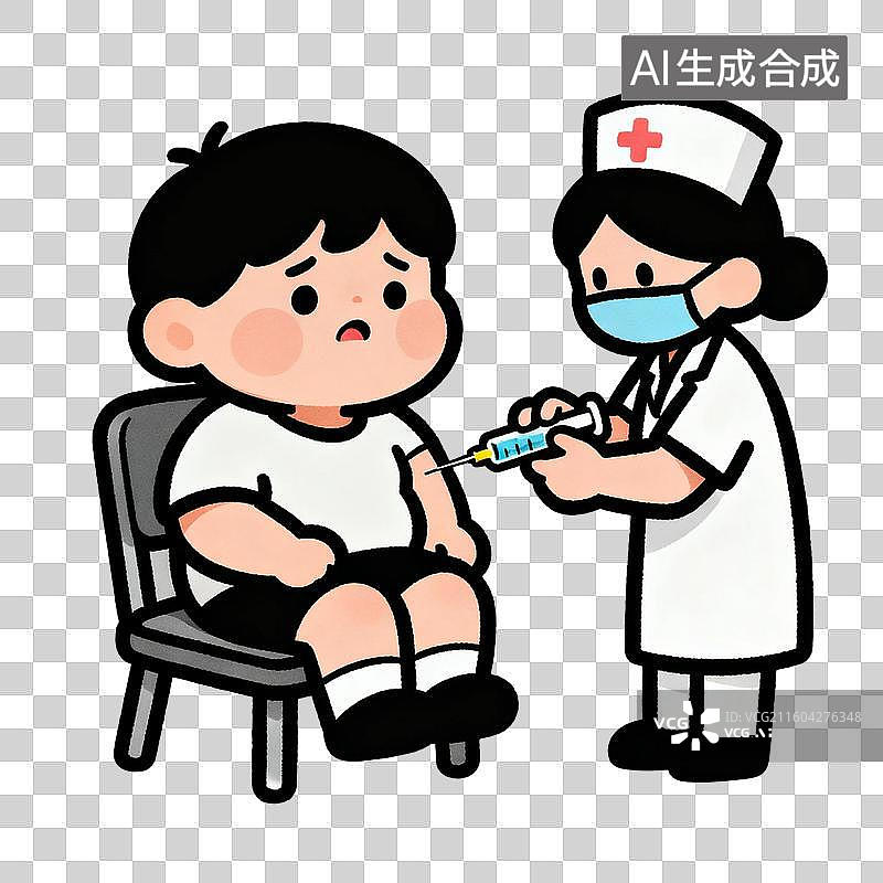 【AI数字艺术】小孩接受护士注射场景图片素材