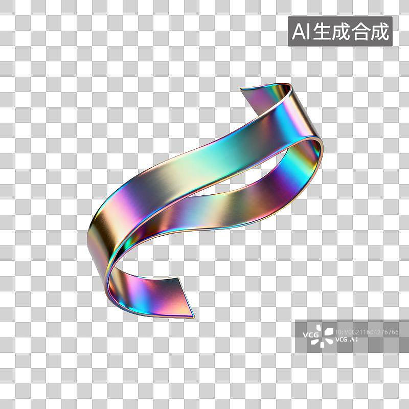 【AI数字艺术】色彩斑斓的金属光泽丝带图片素材