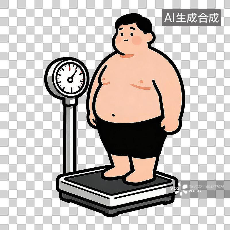 【AI数字艺术】男子站在体重秤上检查体重图片素材