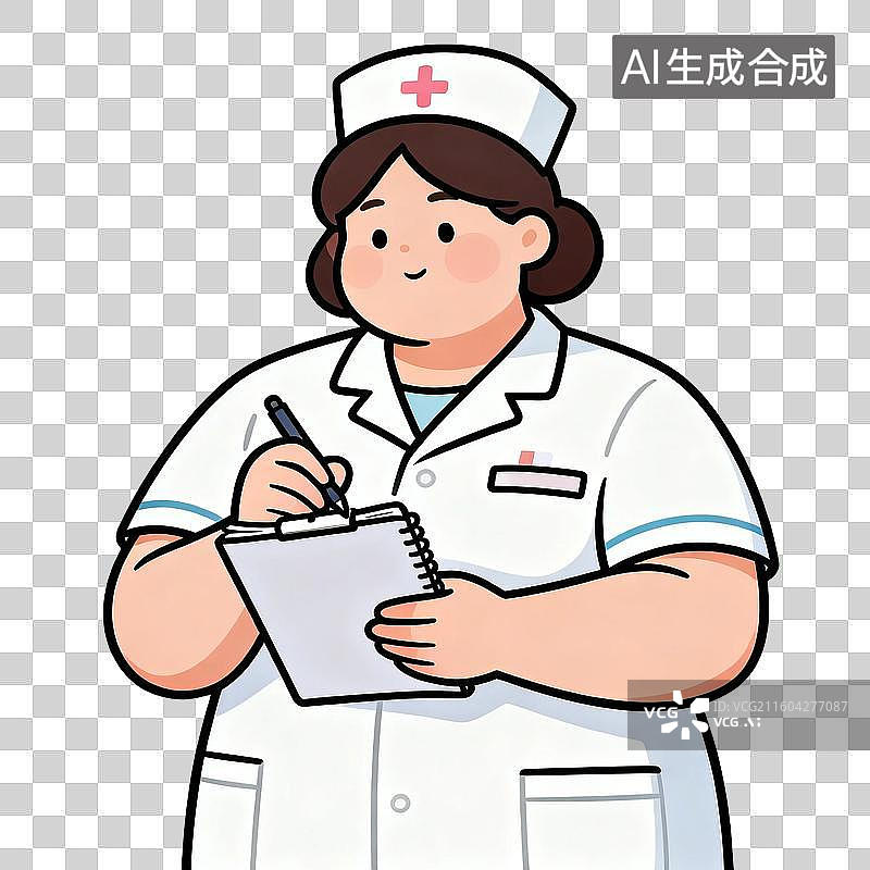 【AI数字艺术】身穿白色制服的护士记录图片素材