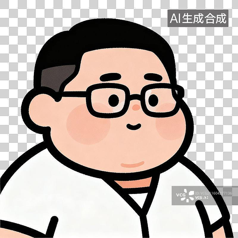 【AI数字艺术】戴眼镜穿白衬衫的卡通人物图片素材