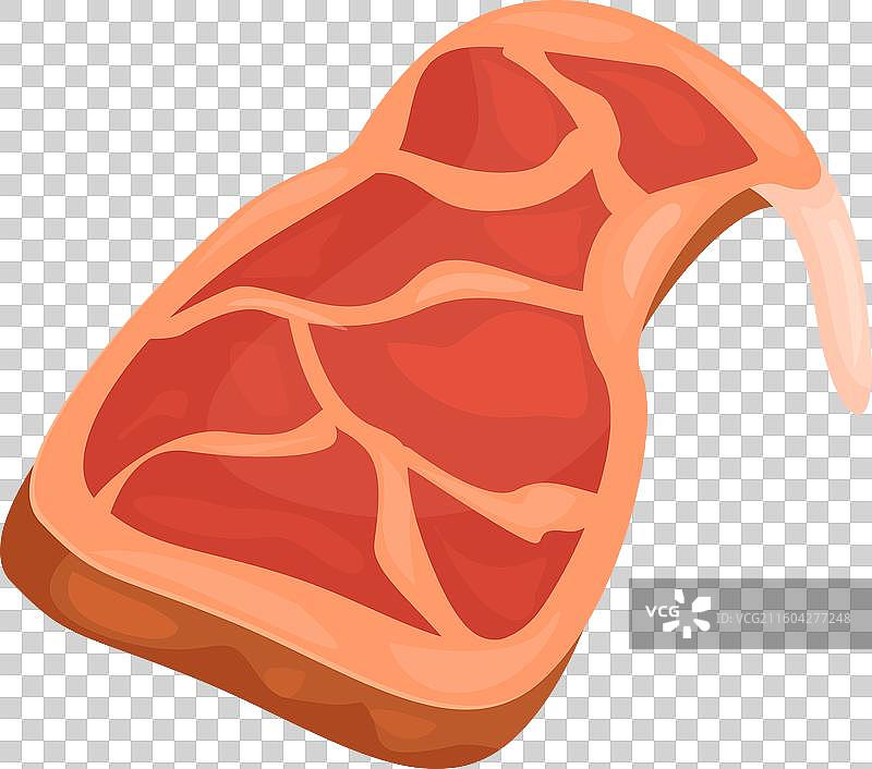 生T骨牛排卡通图标，带有脂肪图片素材