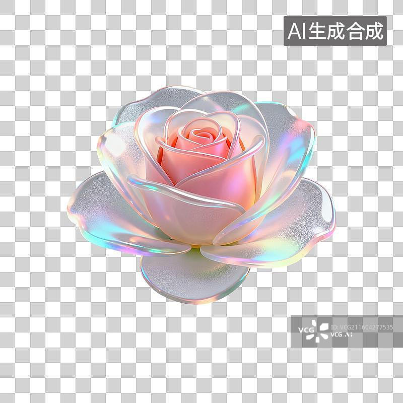 【AI数字艺术】一朵色彩绚丽的透明玫瑰花图片素材