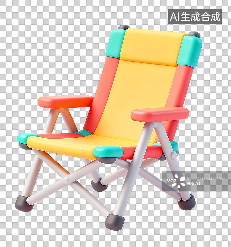 【AI数字艺术】露营折叠椅3D卡通免抠元素图片素材