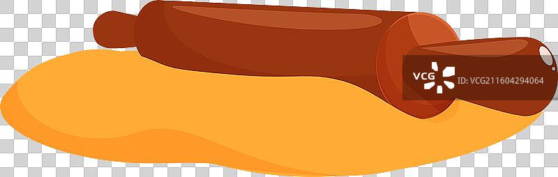 放在新鲜面团上的木制擀面杖，用于烘焙图片素材