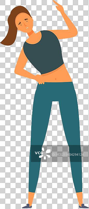 年轻女子穿着（衣服）进行侧伸展运动图片素材