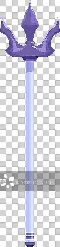 带有三个尖刺的魔法杖，立在白色背景上图片素材