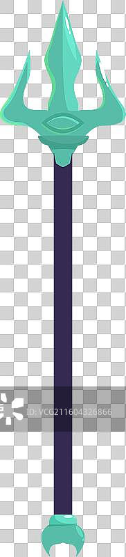 顶端带有绿松石三叉戟和眼睛的魔法杖图片素材