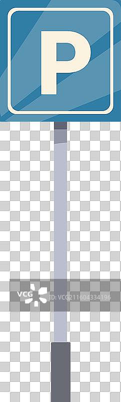 立在金属杆上的蓝色停车标志图片素材