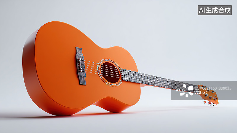 【AI数字艺术】橙色吉他图片素材