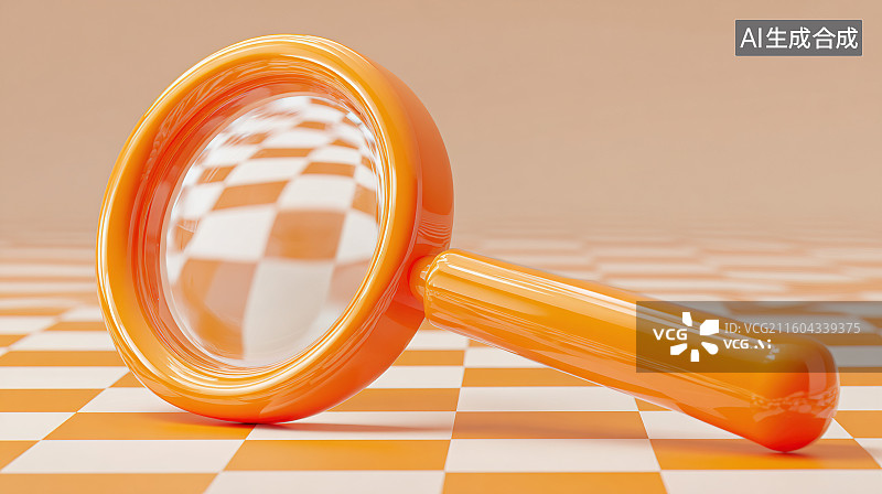 【AI数字艺术】橙色放大镜图片素材
