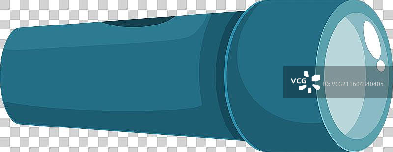 蓝色的手电筒水平放置并发出光线图片素材