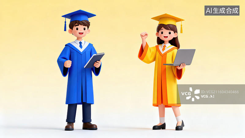 【AI数字艺术】两位学生的毕业时刻图片素材