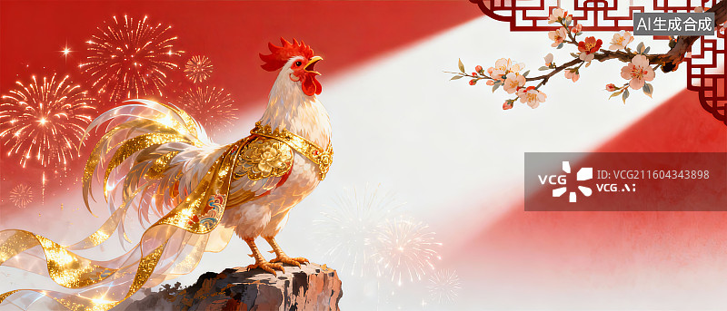 【AI数字艺术】金鸡报晓迎新春图片素材