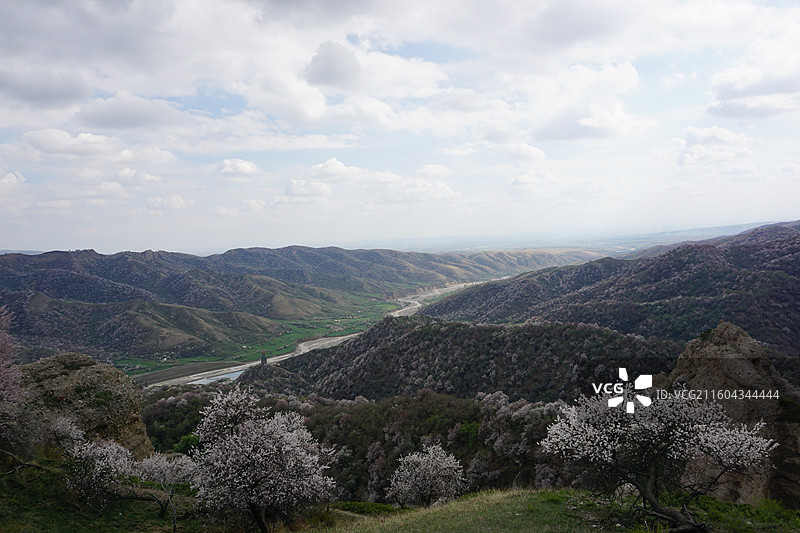 新疆伊犁州霍城县大西沟中华福寿山景区春色图片素材
