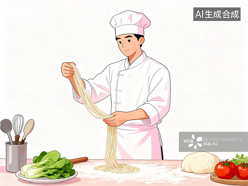 【AI数字艺术】拉面师傅制作面条图片素材