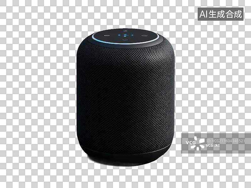 【AI数字艺术】科技主题 黑色圆柱形智能音箱图片素材