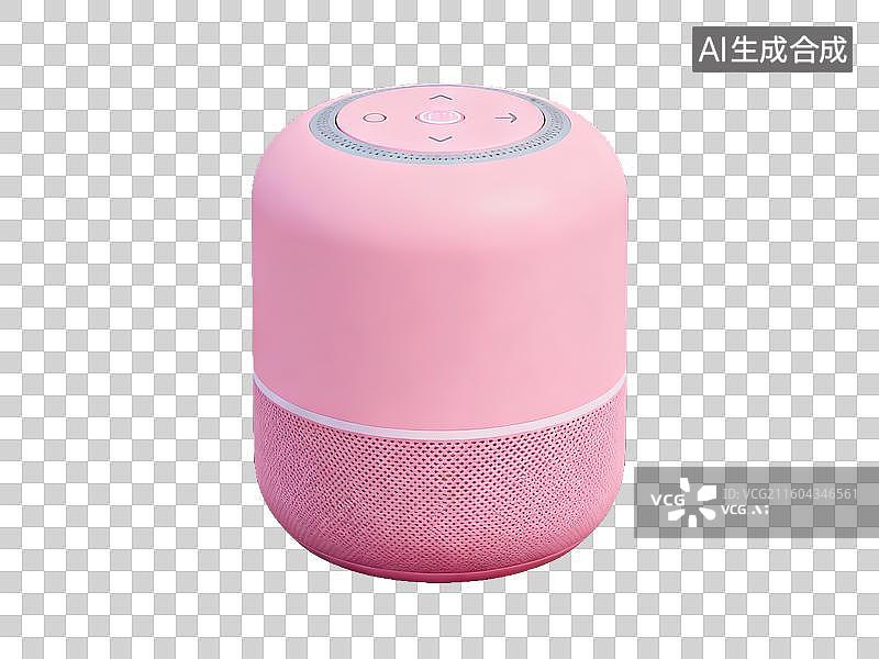 【AI数字艺术】科技主题 粉色圆柱形智能音箱图片素材