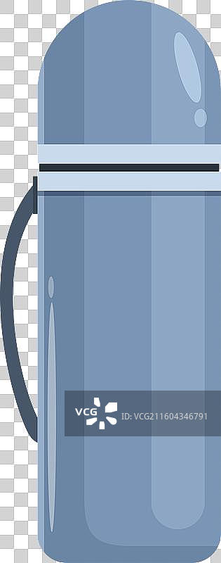 蓝色金属保温瓶，可保持饮品冷热图片素材