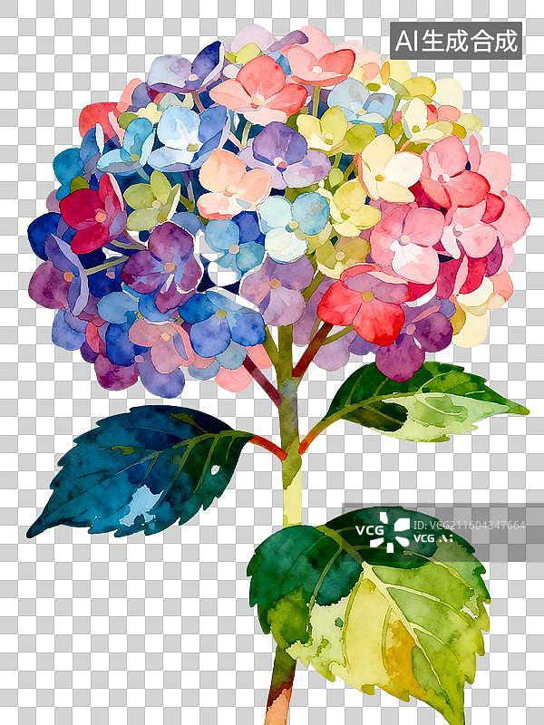 【AI数字艺术】八仙花属 绣球花 水彩插画花卉系列图片素材