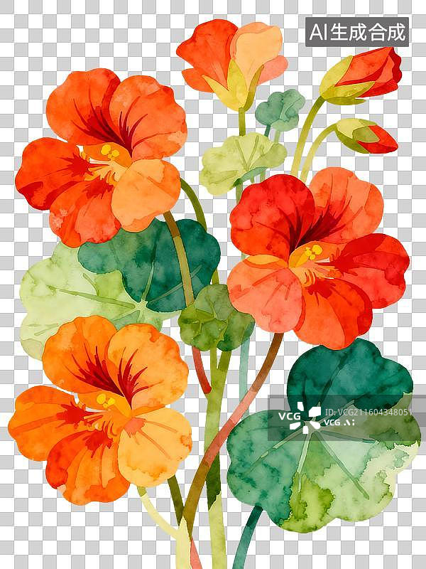 【AI数字艺术】秋海棠花 水彩插画花卉系列图片素材