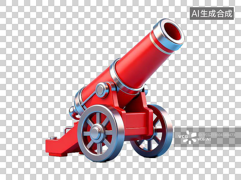 【AI数字艺术】电商购物 促销元素 红色加农炮模型图片素材