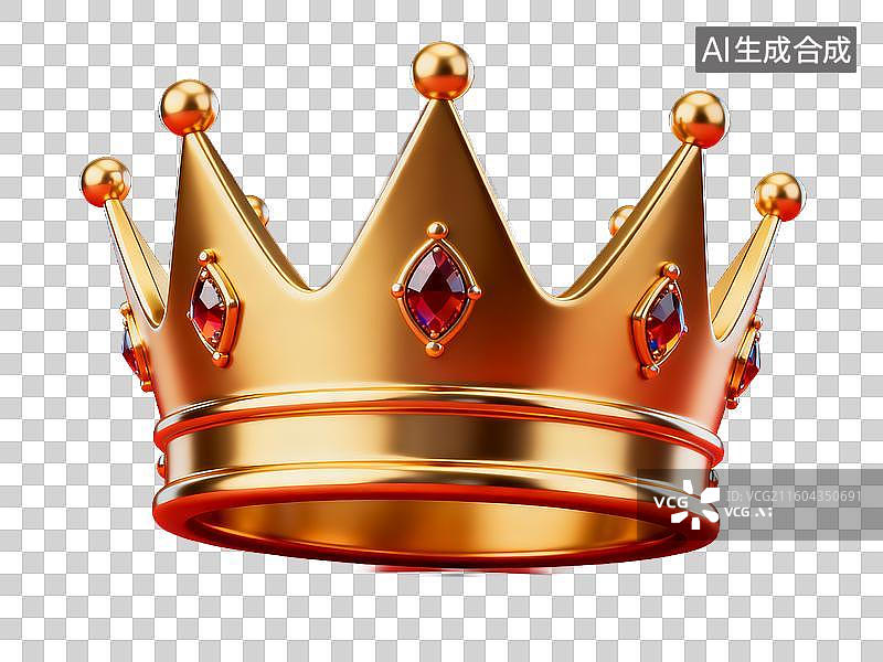 【AI数字艺术】电商购物 促销元素 金色王冠镶嵌红宝石图片素材