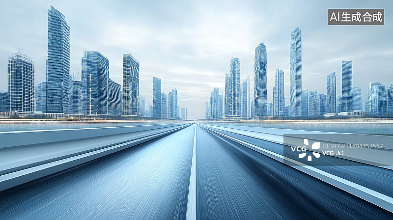 【AI数字艺术】现代城市建筑道路汽车广告背景图片素材