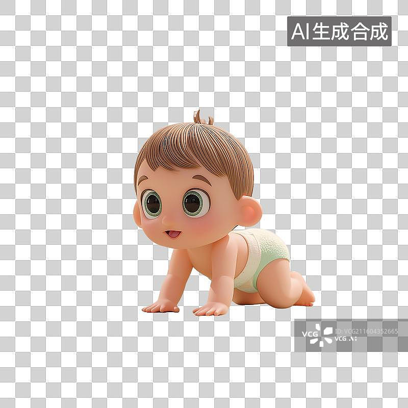 【AI数字艺术】爬行婴儿3D场景图片素材