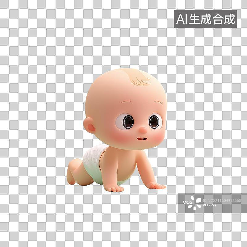 【AI数字艺术】爬行婴儿3D场景图片素材