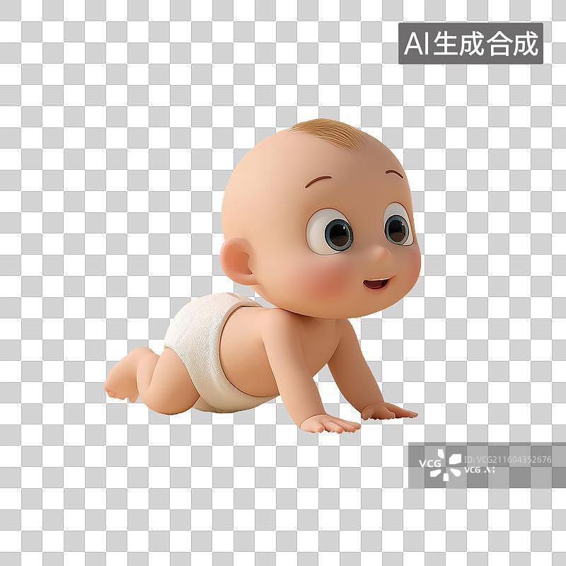 【AI数字艺术】爬行婴儿3D场景图片素材