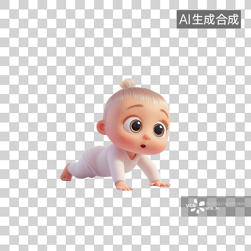 【AI数字艺术】爬行婴儿3D场景图片素材
