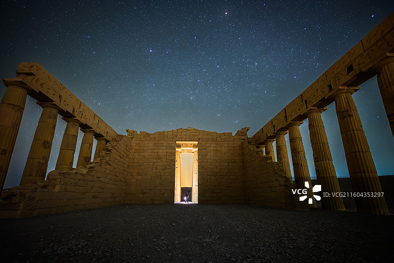 敦煌丝路遗产城帕特农神庙星空图片素材