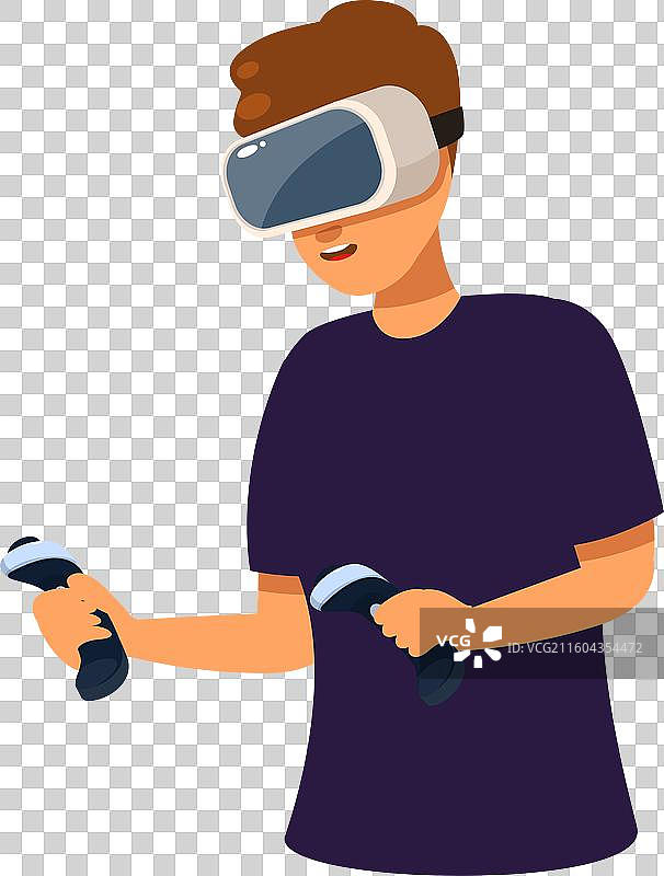 戴着虚拟现实头显玩耍的年轻人图片素材